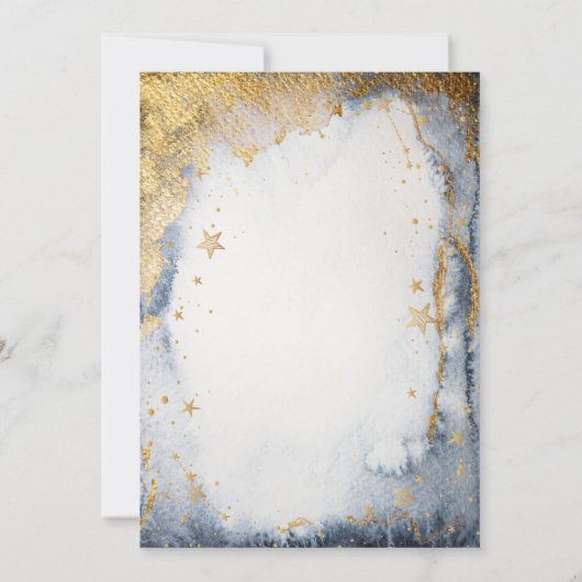 Invitation Soleil céleste, Lune, Étoiles Fiançailles aquarell (Dos)