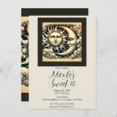 Invitation Soleil céleste vintage & Lune doux 16 Anniversaire (Devant / Derrière)