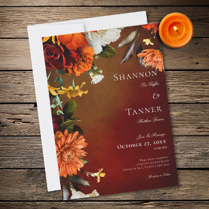 Invitation Soleil couchant élégant et sombre Mariage floral d