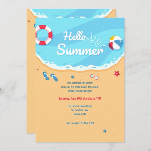 Invitation Soleil d'été (Devant / Derrière)