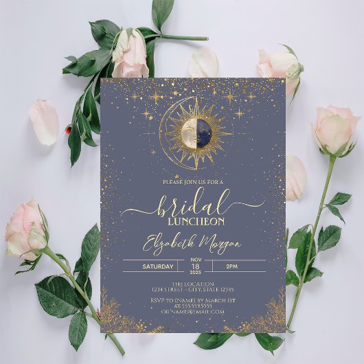 Invitation Soleil doré Célestes Étoiles Shower de mariage
