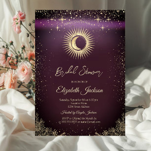 Invitation Soleil Doré,Fleurs de Lune et d'Étoiles Robe de Ma