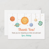 Invitation Soleil doux et Planètes Baby shower Merci (Devant / Derrière)
