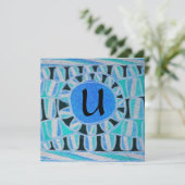 Invitation SOLEIL ÉNERGIE SOLAIRE MONOGRAMME, Bleu Turquoise (Debout devant)