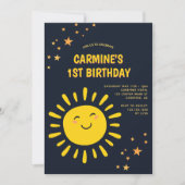 Invitation Soleil et étoiles Garçons 1er anniversaire (Devant)