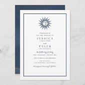 Invitation Soleil et Lune Bleu Céleste (Devant / Derrière)