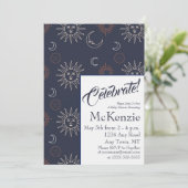 Invitation Soleil et Lune élégants sur Baby shower céleste bl (Debout devant)