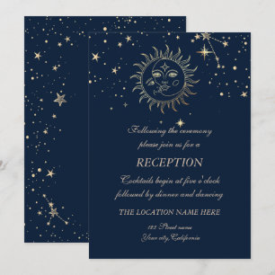 Invitation Soleil Et Lune En Or Céleste