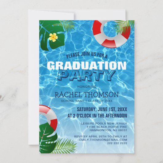 Invitation Soleil et succès ! Fête du pool de diplômés (Devant)