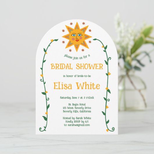 Invitation Soleil et vignes Boho Arch Whimsical Douche (Debout devant)