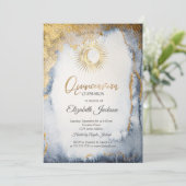Invitation Soleil, Lune, Etoiles Aquarelle Or Quinceanera (Debout devant)