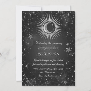 Invitation Soleil, Lune, Étoiles Argent Céleste Sombre
