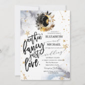 Invitation Soleil, Lune, Etoiles Fleurs Mariage (Devant)