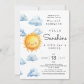 Invitation Soleil Nuages Bébé Garçon Douche (Devant)