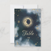 Invitation Soleil Or Céleste Et Étoiles Lune Ciel Nocturne (Dos)