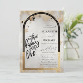 Invitation Soleil Or Céleste Et Lune Galaxie Étoiles Mariage (Debout devant)