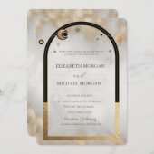 Invitation Soleil Or Céleste Et Mariage Galaxie Lune (Devant / Derrière)