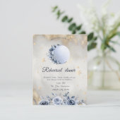 Invitation Soleil Or Céleste, Lune Bleue Étoiles Roses (Debout devant)