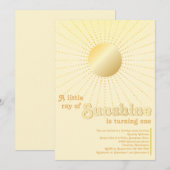 Invitation Soleil Or Premier Anniversaire (Devant / Derrière)