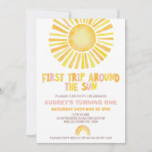 Invitation Soleil Orange Premier voyage autour du soleil 1er  (Devant)