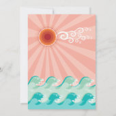 Invitation Soleil Rose Et Vagues Bleues Aqua Summer Beach Mar (Dos)