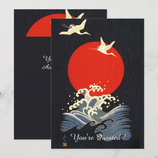 INVITATION SOLEIL ROUGE, CRANS DE VOL JAPONAIS, VAGUES DE MER (Devant / Derrière)
