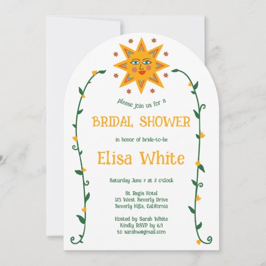 Invitation Soleil & Vines Boho Arch Whimsical CUSTOM QR Bride (Devant)