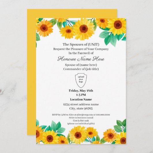 Invitation Solfette d'adieu du conjoint militaire Téléchargem (Devant / Derrière)