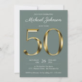 Invitation Solid Gold 50e anniversaire Sage Green Classy Part (Devant)