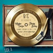 Invitation Solid Gold Vinyl Record Monogramme Mariage de musi