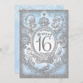 Invitation Solide bleu il était une fois argenté (Devant / Derrière)