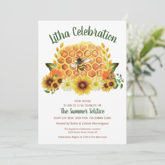 Invitation Solstice d'été Sunflower & Honeycomb Litha Party (Debout devant)