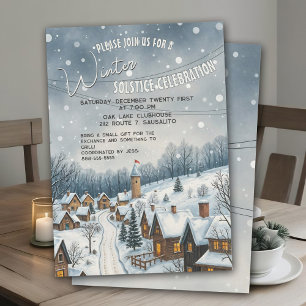 Invitation Solstice d'hiver Charme Village neige Fête cosy