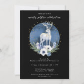 Invitation Solstice d'hiver Deer Bleu Blanc Noël (Devant)