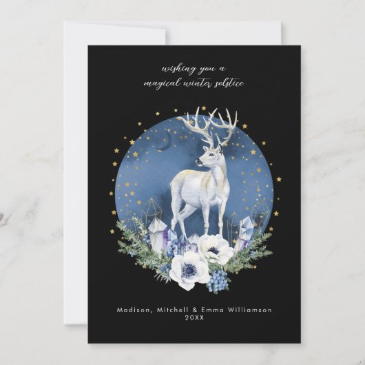 Invitation Solstice d'hiver Deer Bleu Blanc Noël (Devant)