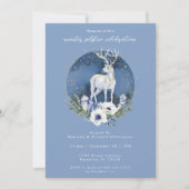 Invitation Solstice d'hiver Deer Bleu Blanc Noël (Devant)