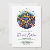 Invitation Solstice d'hiver Holly Yule Pentacle Pagan (Devant)