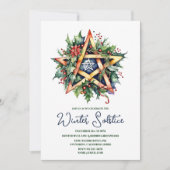Invitation Solstice d'hiver Holly Yule Pentacle Pagan (Devant)