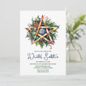 Invitation Solstice d'hiver Holly Yule Pentacle Pagan (Debout devant)