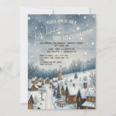 Invitation Solstice d'Hiver Village Enneigé Charmant Soirée C (Devant)