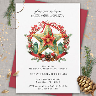 Invitation Solstice d'hiver Wreath Star Noël Yule