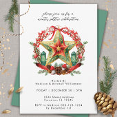 Invitation Solstice d'hiver Wreath Star Noël Yule