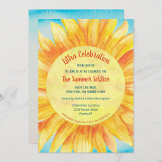 Invitation Solstice été Sunflower Sun Wiccan Litha Party