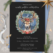Invitation Solstice hiver Deer Red Berries Noël