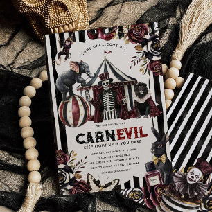 Invitation Sombre Cirque Soirée CARN-EVIL Halloween