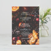 Invitation Sombre Élégant Bourgeois Fruit Mariage Bordeaux (Debout devant)