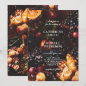 Invitation Sombre Élégant Bourguignon Fruité Mariage (Devant / Derrière)