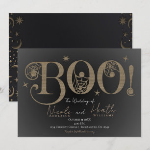 Invitation Sombre Élégant Rustique BOO Magique Mariage d'Hall