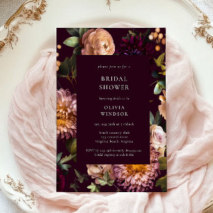 Invitation Sombre et Morose Bourgogne Fête de Mariage Florale
