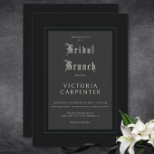 Invitation Sombre gothique Minimal Noir et Turquoise Brunch n